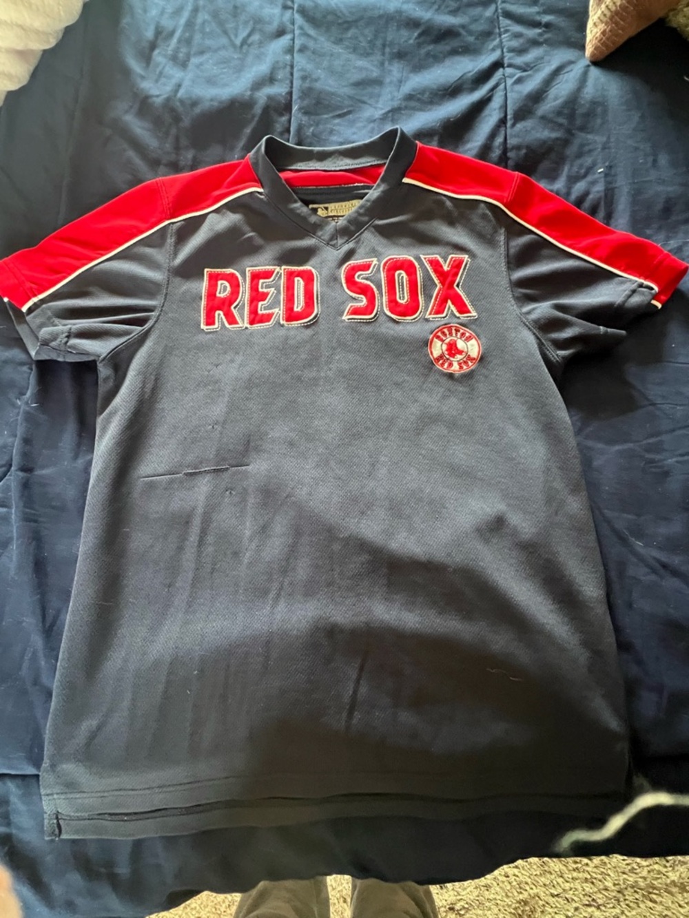 MLB Red Sox Short Sleeve Jersey — Navy with Red Accents